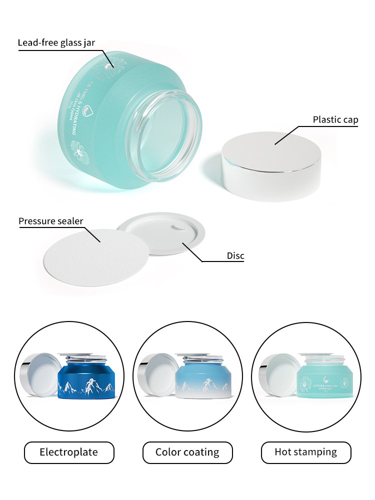inclined shoulder frosted glass cosmetic jars inclined shoulder frosted glass cosmetic jars
