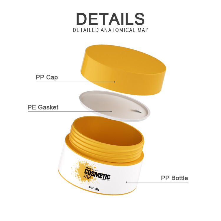 yellow round pp cream jars