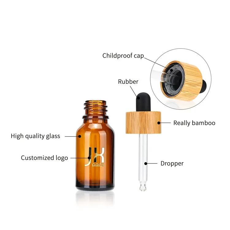 bamboo lid glass dropper bottles