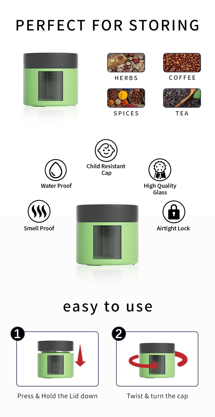 green frosted child resistant jar green frosted child resistant jar