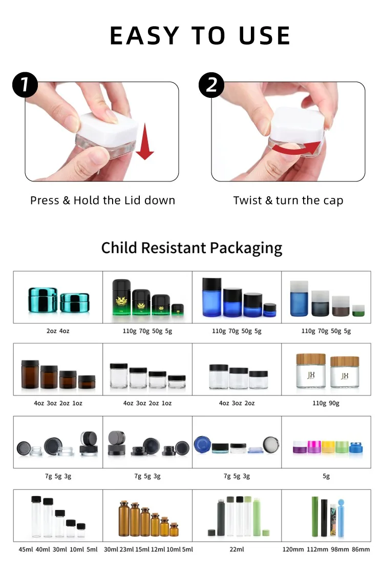 9g child proof glass small jar