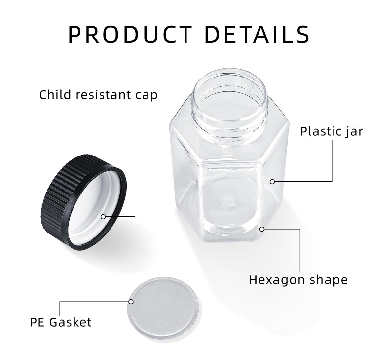 hexagonal clear child proof jar hexagonal clear child proof jar