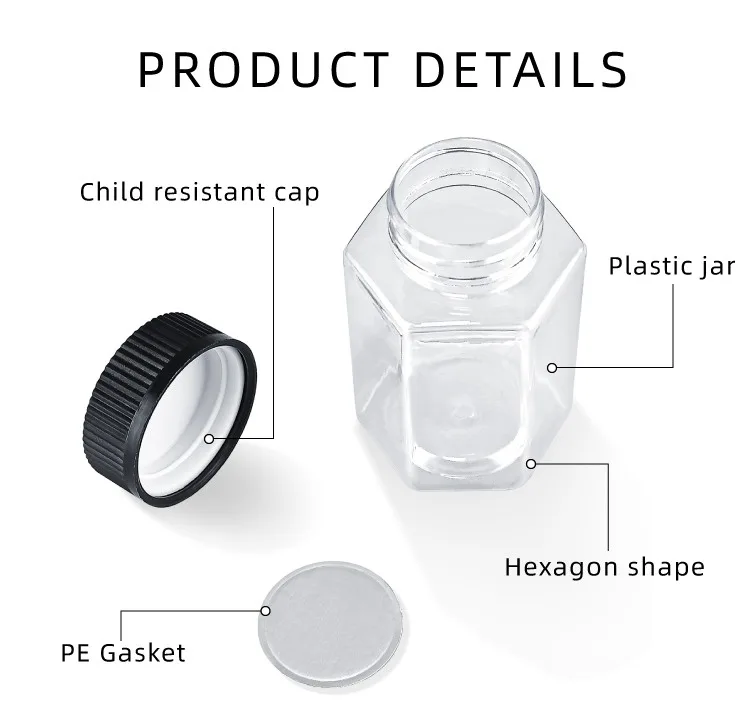 hexagonal clear child proof jar hexagonal clear child proof jar