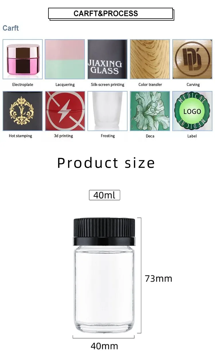 40ml glass clear hemp jar