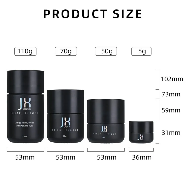 70g black child proof jar