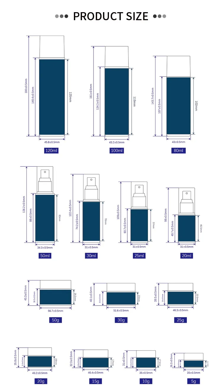 blue cosmetic bottles