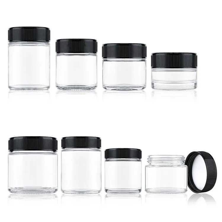 round glass clear child proof jar