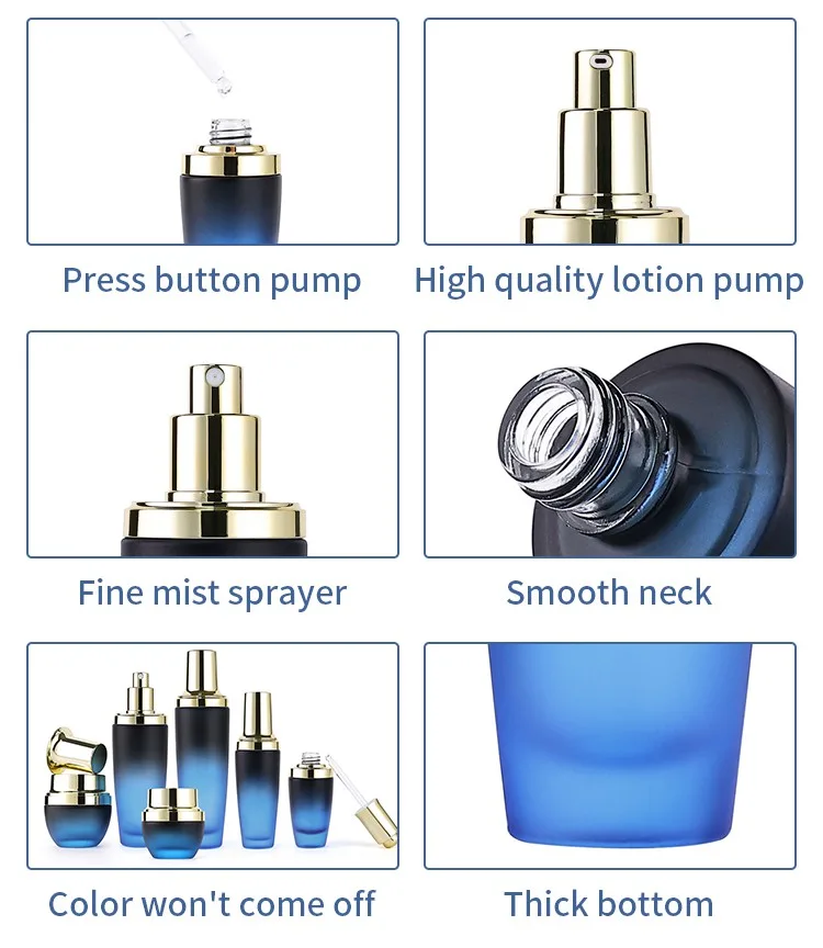 dark blue gradient luxury skincare bottles