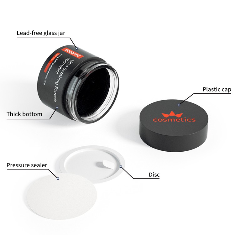 30g black glass cosmetic jar