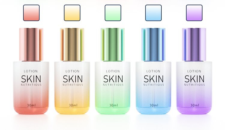 colored lotion bottles