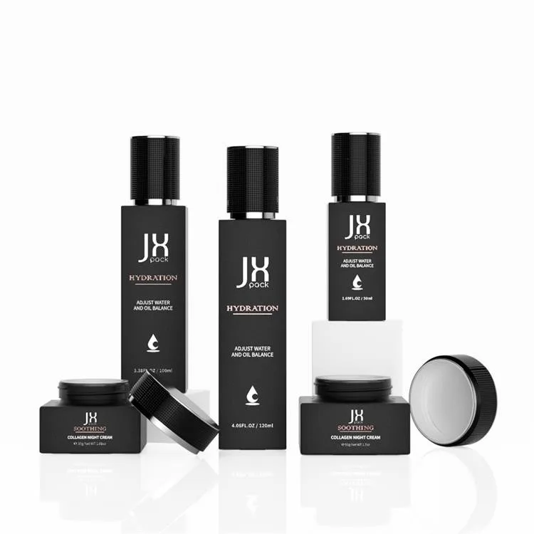 black glass cosmetic bottle