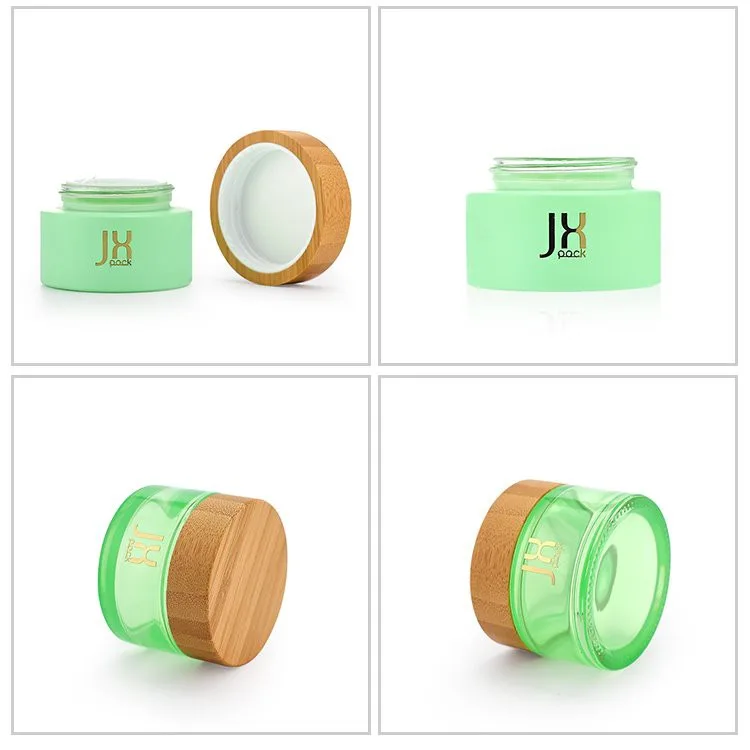 green cosmetic glass cream jar green cosmetic glass cream jar