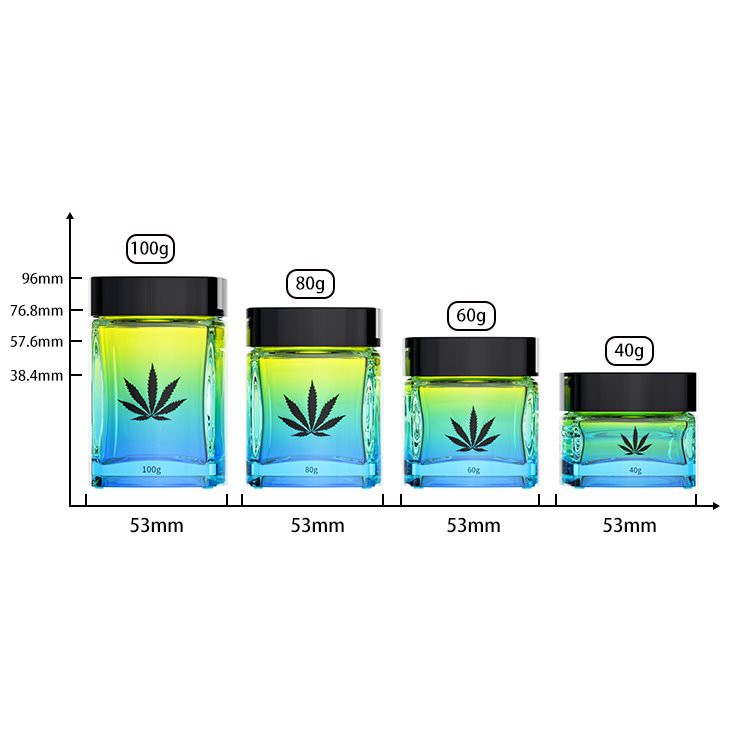 40g square child proof glass jar 40g square child proof glass jar