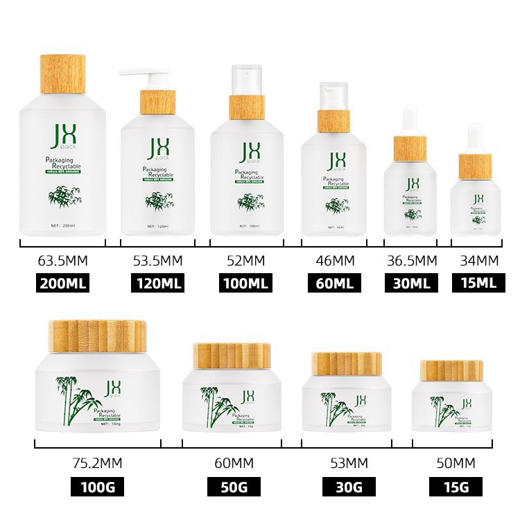 glass makeup packaging with bamboo cap glass makeup packaging with bamboo cap