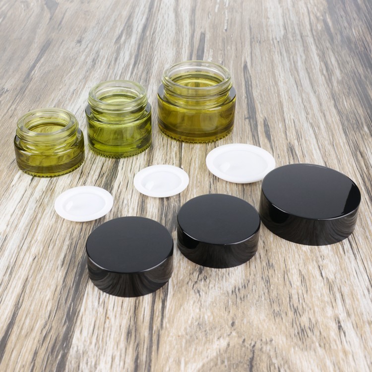 green red glass jars