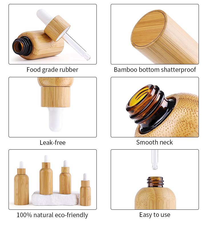 wooden oil dropper glass bottle
