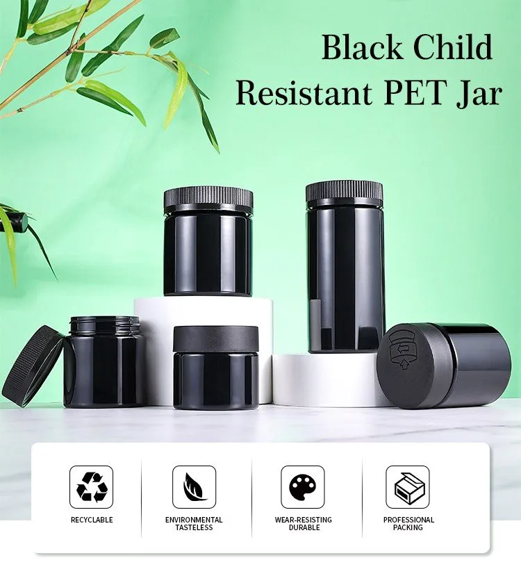 black pet plastic child resistant jar black pet plastic child resistant jar
