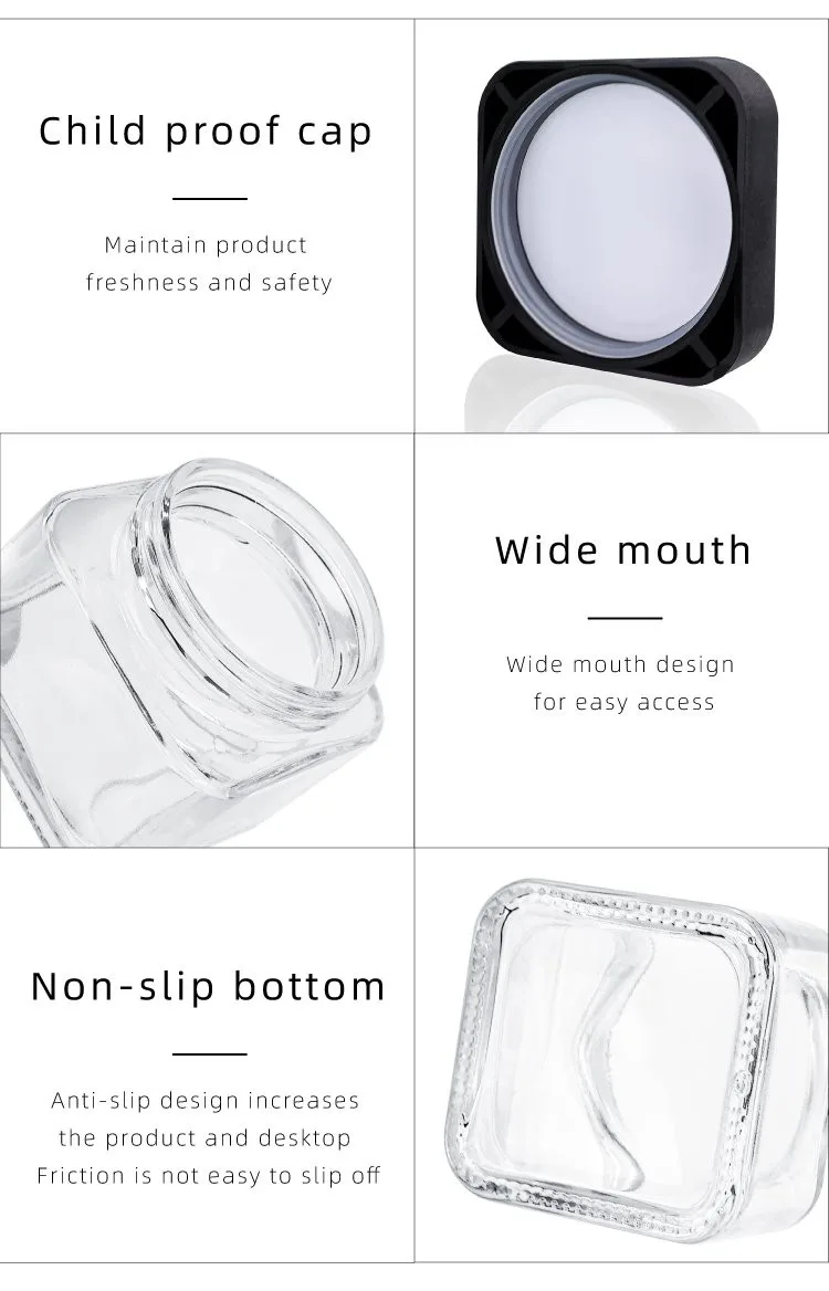 square glass child proof jar