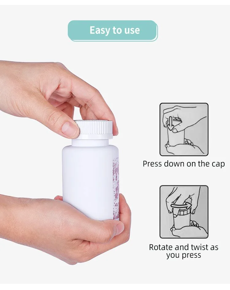 medicine bottle with child resistant cap