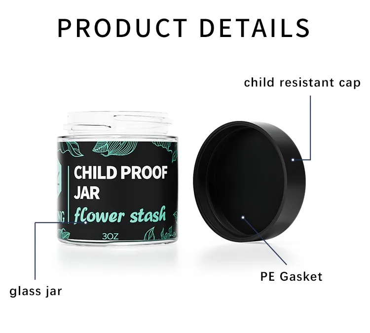 child resistant glass jar