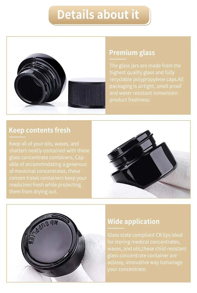 7g black glass concentrate jar 7g black glass concentrate jar