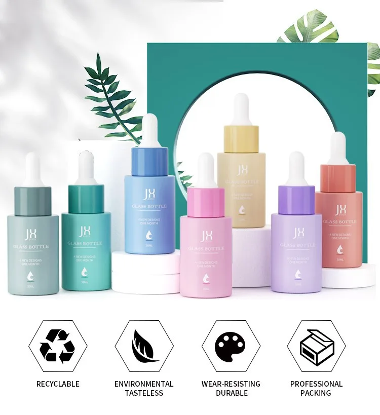 1oz clear frosted glass dropper bottle