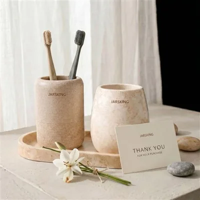 High-end Hotel Amenity Packaging (shampoo, Body Wash, And Conditioner Bottles) Made Of Stone-effect Material. factory