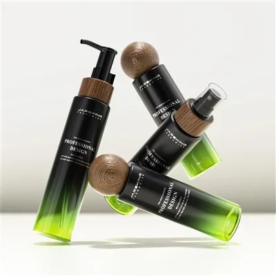 Plastic Cosmetic Containers With Bamboo Lids Pet Plastic Spray Bottles