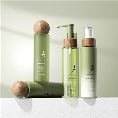 Plastic Cosmetic Containers With Bamboo Lids Pet Plastic Spray Bottles