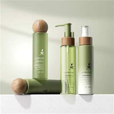 Plastic Cosmetic Containers With Bamboo Lids Pet Plastic Spray Bottles