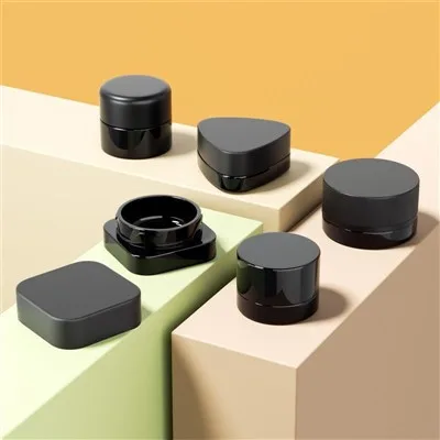 5g 9g Round Glass Black Material Child Proof Jar