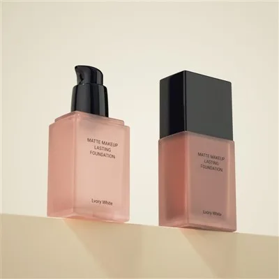 Square 30ml Cosmetic Foundation Lotion Pump Bottle