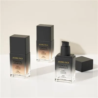 Square 30ml Cosmetic Foundation Lotion Pump Bottle