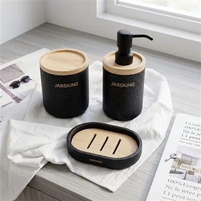 High-end Hotel Amenity Packaging (shampoo, Body Wash, And Conditioner Bottles) Made Of Stone-effect Material. suppliers
