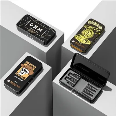 Eco Friendly Airtight Child Resistant Tin Box With Hinged Lid With Press Button Lock CR Tin