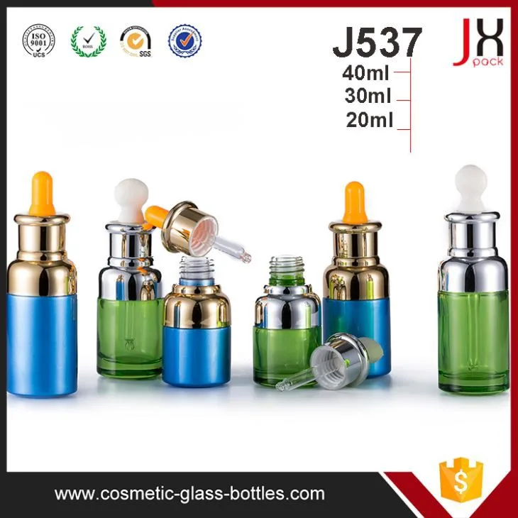 20ml 30ml 40ml Amber Blue Green Transparent Black Cylinder Round 30ml Glass Dropper Bottle With Childproof Cap For Cosmetic