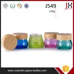 100g Cosmetic Bamboo Lid Glass Jar Face Cream Frost Glass Jar With Bamboo Lid