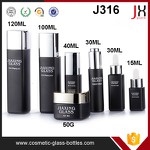 Luxury Black Glass Cosmetics Bottle 30ml 50ml 110ml 130ml, Empty Skin Care Cream Jar/ Lotion Pump Bottle/ Cosmetic Glass Packaging/Bottle Wholesale