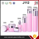 Fancy Cosmetic Bottle / Packaging / Container 30ml 50ml 100ml Straight Clear Cream / Serum / Lotion Botella de vidrio con bomba