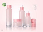Pink Cosmetic Glass Lotion Pump Bottle 40ml 80ml 120ml