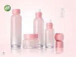 Pink Cosmetic Glass Lotion Pump Bottle 40ml 80ml 120ml