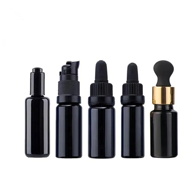 15 30 50 100 Ml Black Ultraviolet Glass Dropper Packaging Bottle