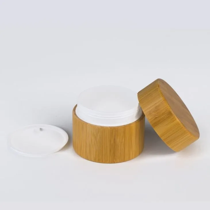 15g 30g 50g Cosmetic Containers Face Lotion Cream Pet Plastic Bamboo Jars With Cap