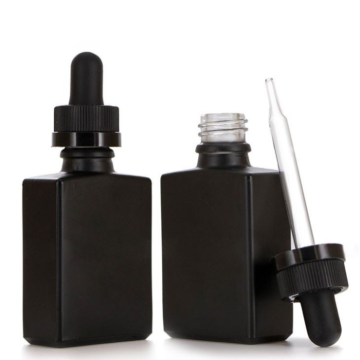 15ml 30ml 50ml Black Rectangle Dropper Bottle With Dropper