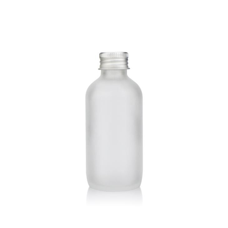 2 Oz 4 Oz Frosted Boston Round Glass Bottles With Aluminum Cap