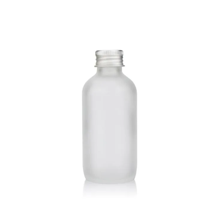 2 Oz 4 Oz Frosted Boston Round Glass Bottles With Aluminum Cap