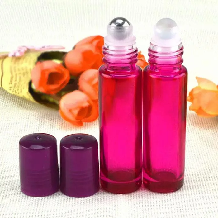 Custom Transparent Red Roll On Bottle Glass Bottle