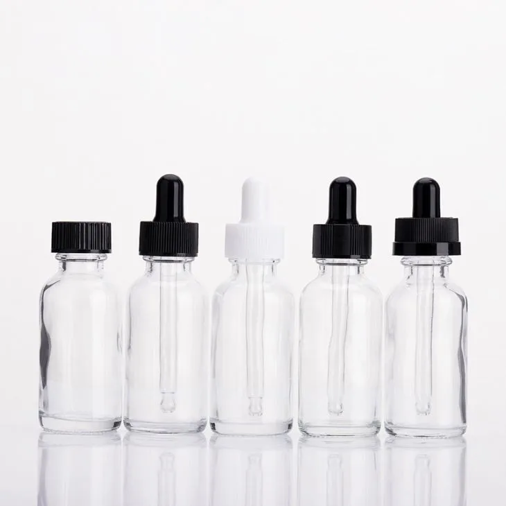 2oz 4oz Clear Boston Round Glass Bottle With Black Twist Off Cap