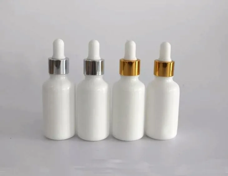 30ml Opal White Glass Oil Bottle With Aluminum Dropper For Essential Oil