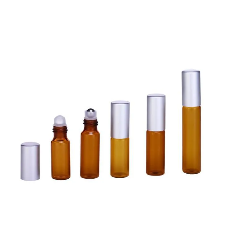 3g 4g 5g 8g Empty Cylinder Brown Metal Eye Essential Oil Roller Bottle With Stainless Caps